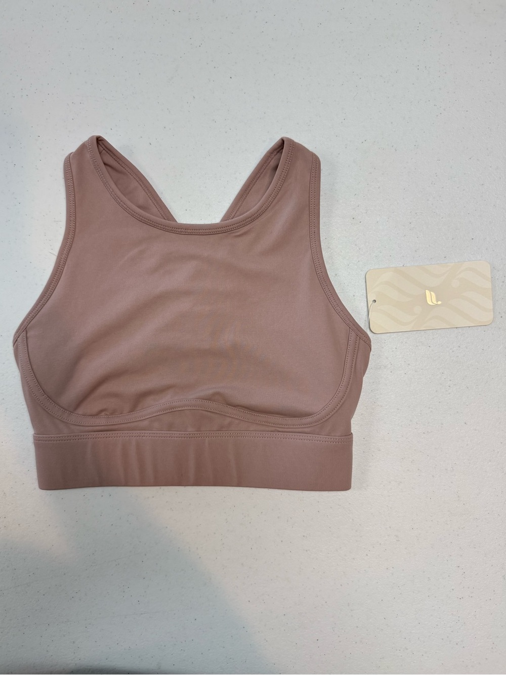 Fabletics High-Neck Sports Bra - Dusty Mauve